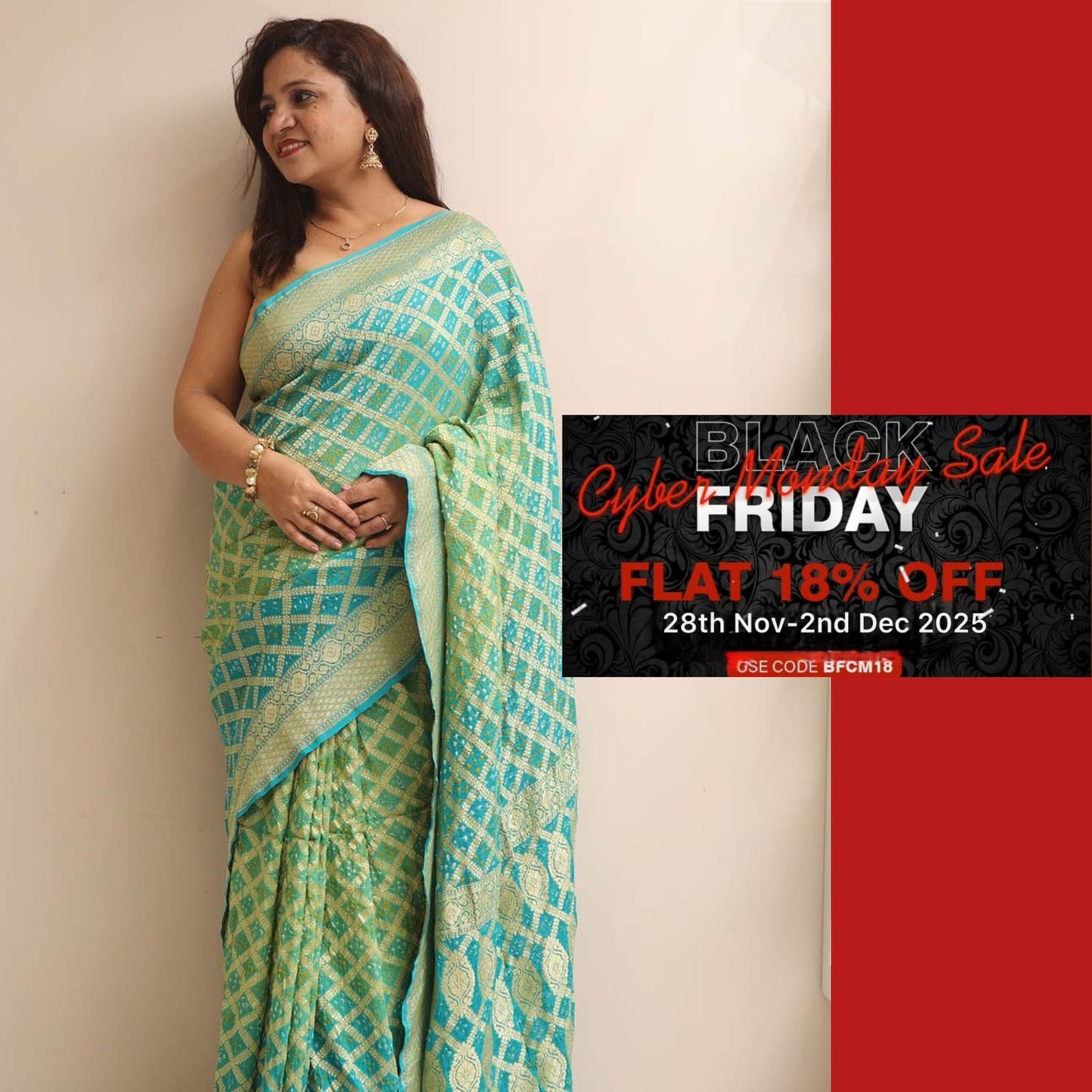 Bandhani Saree - Luxurionworld