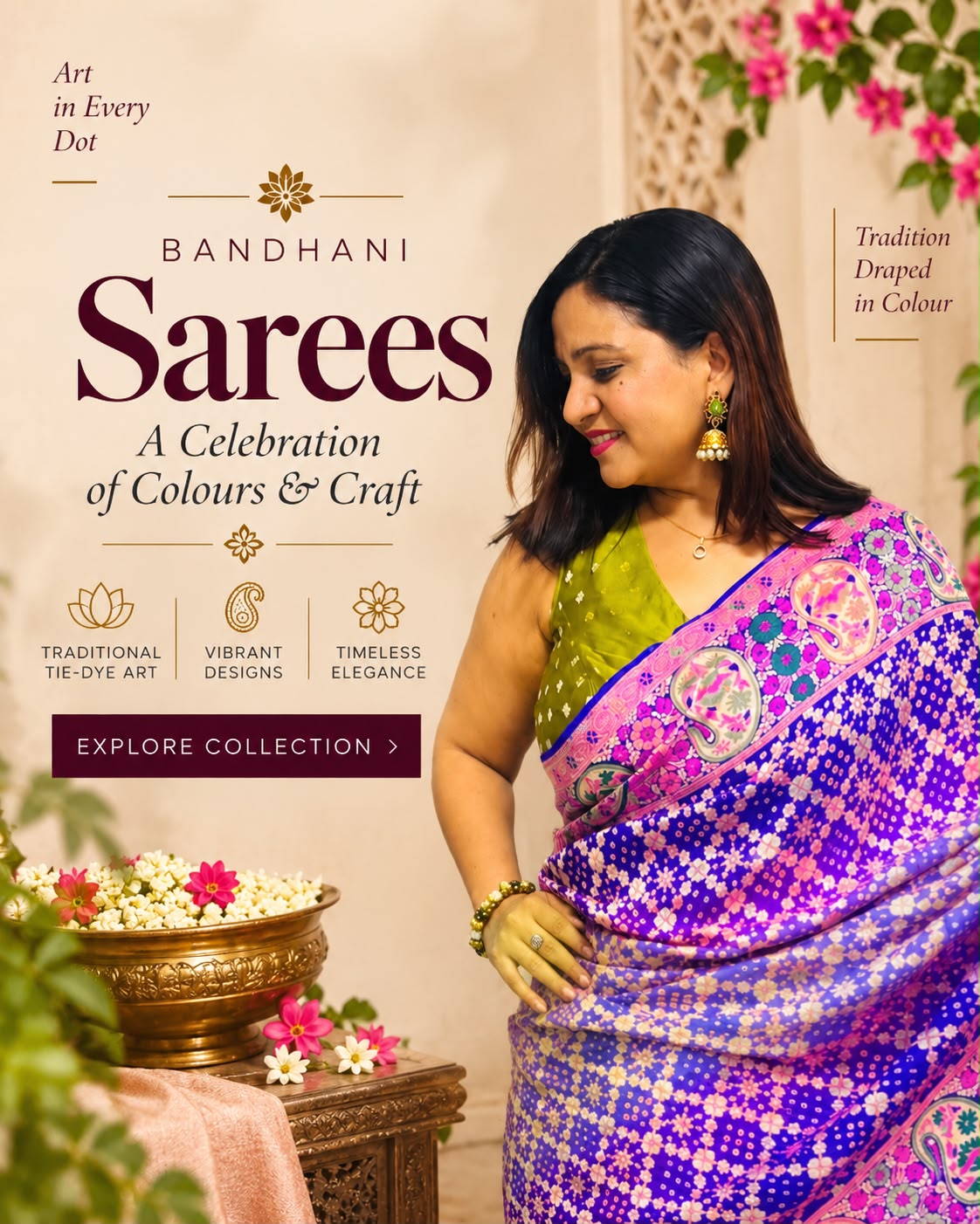 Bandhani Saree - Luxurionworld
