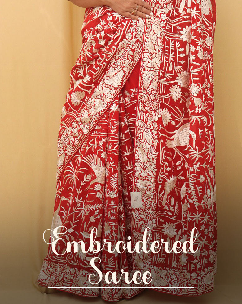 Buy Embroidered Zardozi Work Saree Online Luxurionworld Page 7