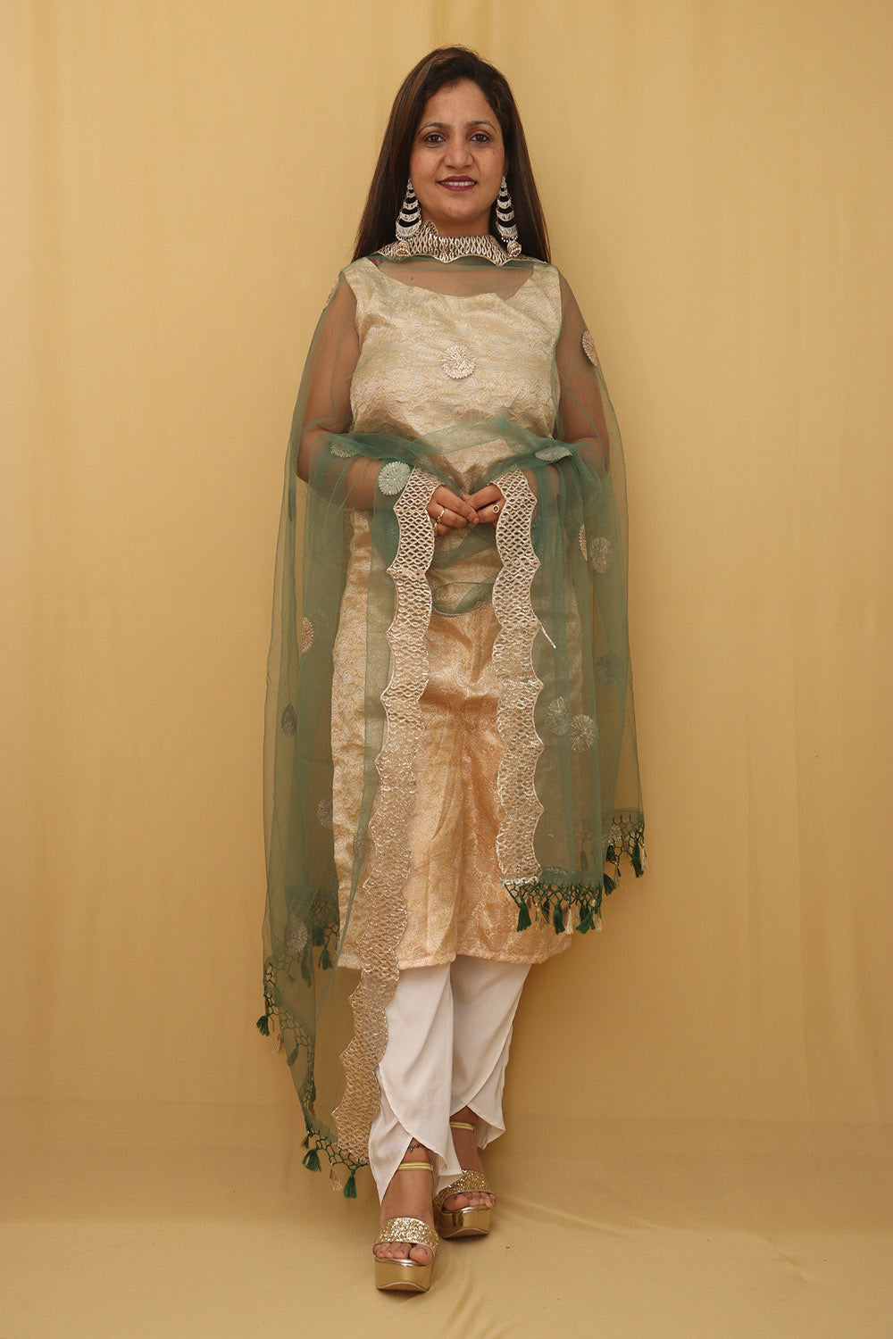 Green Trendy Net Gota Work Dupatta - Luxurion World