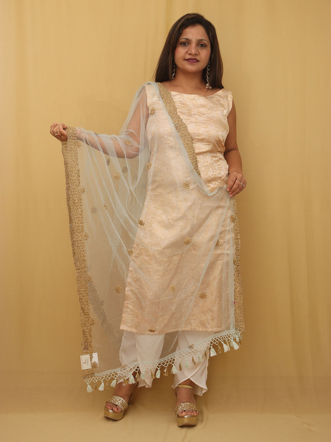 Blue Trendy Net Dupatta - Luxurion World