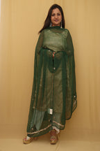 Green Hand Gota Patti Work Pure Chiffon Dupatta - Luxurion World