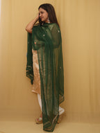 Green Hand Gota Patti Work Pure Chiffon Dupatta - Luxurion World