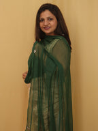Green Hand Gota Patti Work Pure Chiffon Dupatta - Luxurion World