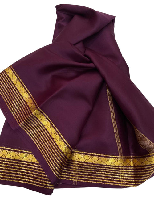 Exquisite Purple Silk Handloom Saree - Pure Mysore Elegance - Luxurion World
