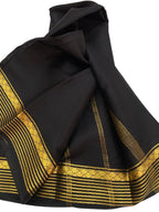 Classic Black Silk Saree with Handloom Detailing - Luxurion World