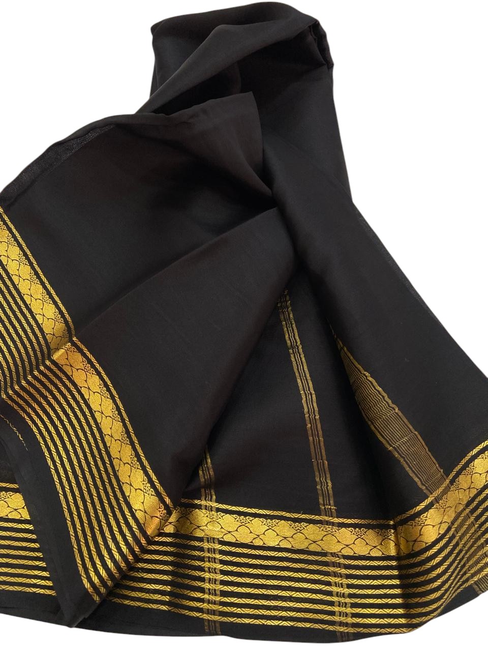 Classic Black Silk Saree with Handloom Detailing - Luxurion World