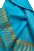 Blue Pure Silk Handloom Saree - Mysore Elegance - Luxurion World
