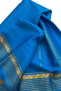 Blue Silk Handloom Saree - Pure Mysore Elegance - Luxurion World