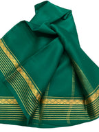Green Pure Silk Handloom Saree - Mysore Elegance - Luxurion World