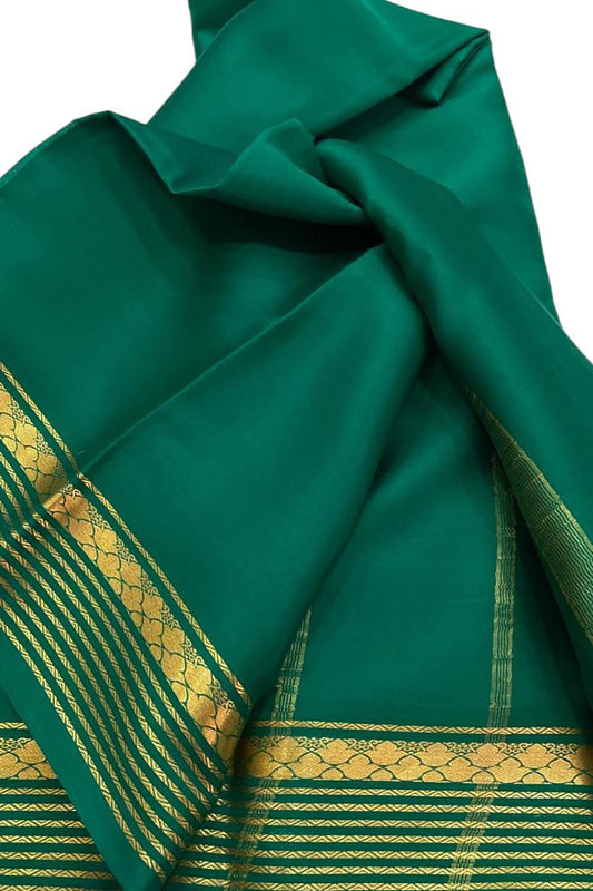 Green Pure Silk Handloom Saree - Mysore Elegance - Luxurion World