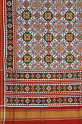 Off White Patan Patola Handloom Pure Silk Double Ikat Saree - Luxurion World