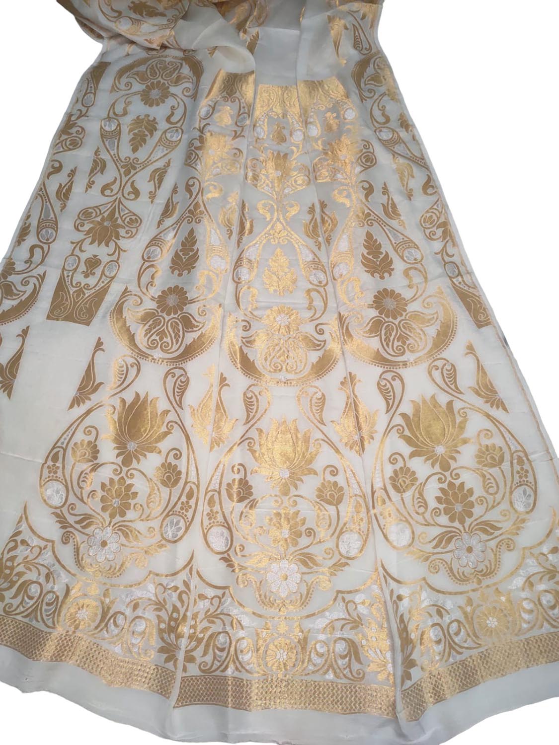 Dyeable Banarasi Handloom Pure Georgette Unstitched Lehenga Set - Luxurion World