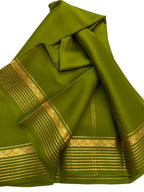 Green Pure Mysore Silk Handloom Plain Saree - Luxurion World