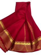 Red Pure Silk Handloom Saree - Elegant and Timeless - Luxurion World