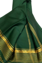 Green Pure Mysore Silk Handloom Plain Saree - Luxurion World