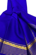 Blue Pure Silk Handloom Saree - Mysore Elegance - Luxurion World