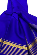 Blue Pure Silk Handloom Saree - Mysore Elegance - Luxurion World