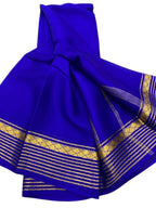 Blue Pure Silk Handloom Saree - Mysore Elegance - Luxurion World