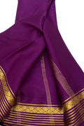 Purple Pure Mysore Silk Handloom Plain Saree - Luxurion World