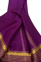 Purple Pure Mysore Silk Handloom Plain Saree - Luxurion World