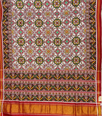 Off White Patan Patola Handloom Pure Silk Double Ikat Saree - Luxurion World
