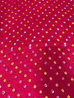 Maroon Bandhani Pure Gajji Silk Fabric Handcrafted Festive ( 1 Mtr )