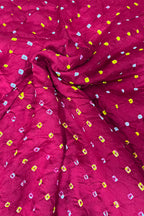 Maroon Bandhani Pure Gajji Silk Fabric Handcrafted Festive ( 1 Mtr )