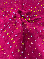 Maroon Bandhani Pure Gajji Silk Fabric Handcrafted Festive ( 1 Mtr )