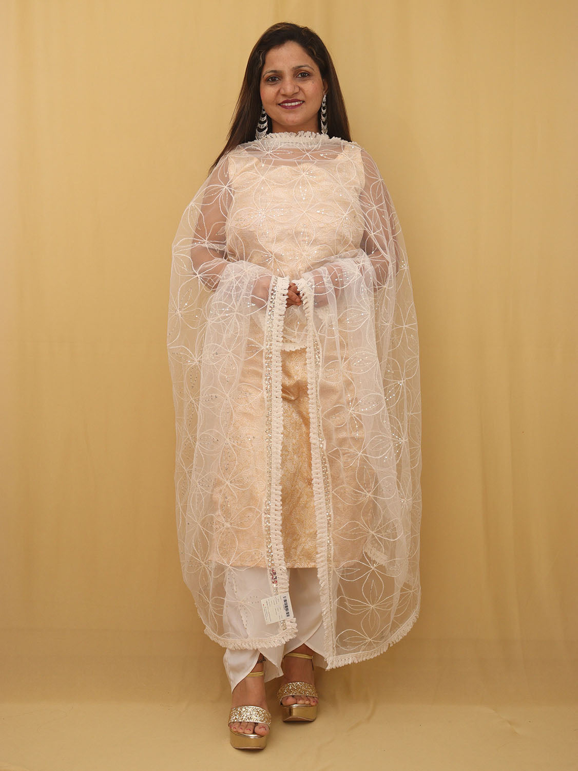 Dyeable Trendy Net Sequins Work Dupatta - Luxurion World