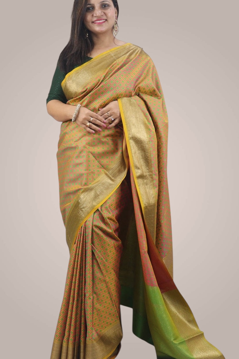 Shop Now for Yellow Banarasi Soft Silk Saree with Contrast Border - Latest Collection - Luxurion World
