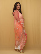 Pink And Orange Trendy Net Gota Work Dupatta - Luxurion World