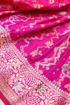 Pink Handloom Pure Banarasi Katan Silk Multi Meenakari Saree