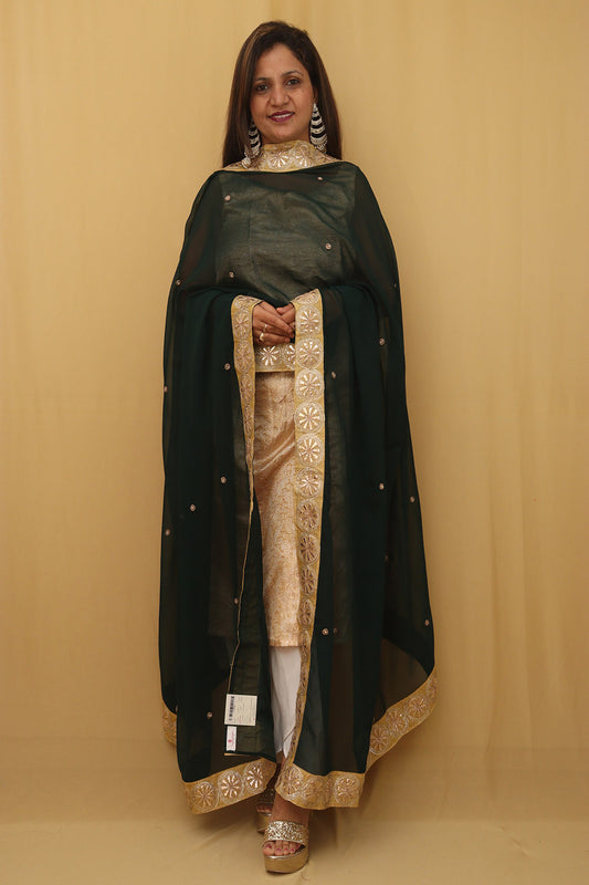 Green Trendy Georgette Heavy Lace Dupatta - Luxurion World
