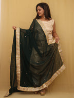 Green Trendy Georgette Heavy Lace Dupatta - Luxurion World
