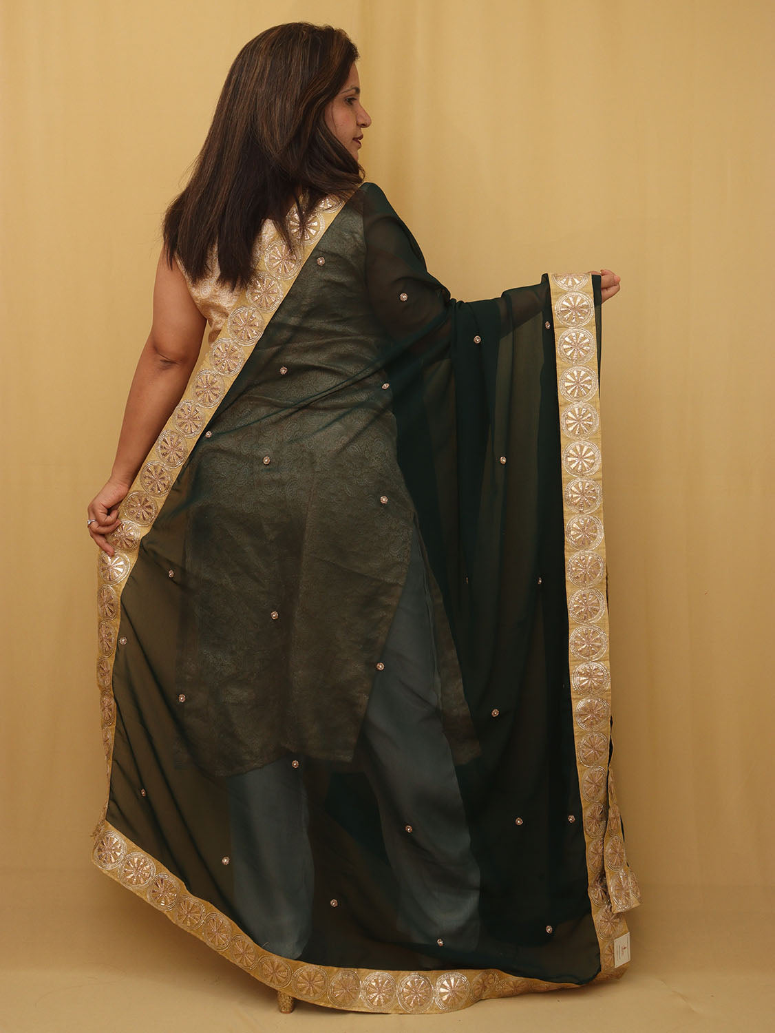 Green Trendy Georgette Heavy Lace Dupatta - Luxurion World