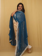 Blue Trendy Georgette Heavy Lace Dupatta - Luxurion World