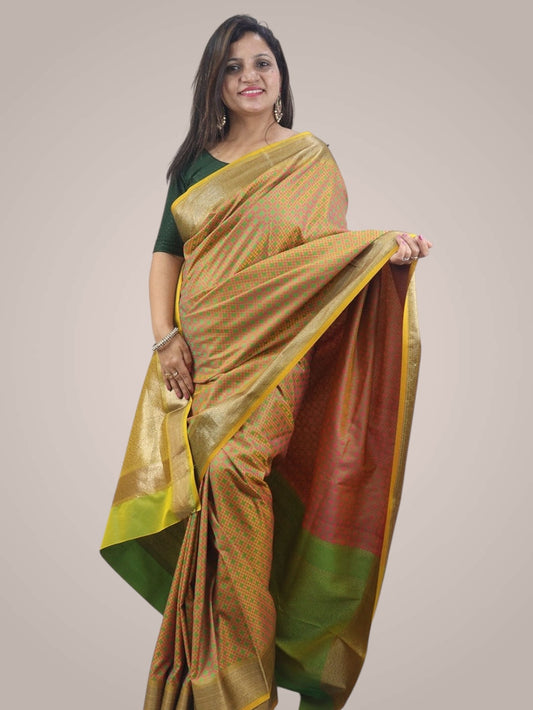Shop Now for Yellow Banarasi Soft Silk Saree with Contrast Border - Latest Collection - Luxurion World