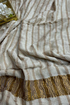 Dyeable Banarasi Handloom Pure Moonga Silk Stripes Design Dupatta - Luxurion World