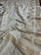 Dyeable Banarasi Handloom Pure Chiffon Crushed Booti Design Dupatta - Luxurion World