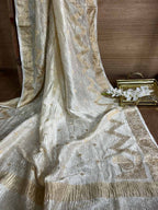 Dyeable Banarasi Handloom Pure Chiffon Crushed Booti Design Dupatta - Luxurion World