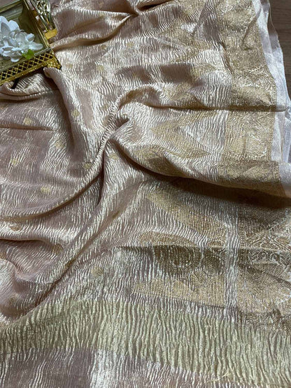 Dyeable Banarasi Handloom Pure Chiffon Crushed Booti Design Dupatta - Luxurion World