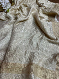 Dyeable Banarasi Handloom Pure Chiffon Crushed Plain Dupatta - Luxurion World