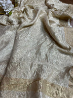 Dyeable Banarasi Handloom Pure Chiffon Crushed Plain Dupatta - Luxurion World