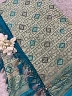 Grey Banarasi Handloom Pure Chiffon Georgette Dupatta