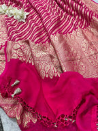 Pink Banarasi Handloom Pure Chiffon Georgette Dupatta
