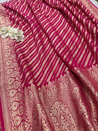 Pink Banarasi Handloom Pure Chiffon Georgette Dupatta
