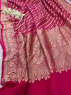 Pink Banarasi Handloom Pure Chiffon Georgette Dupatta