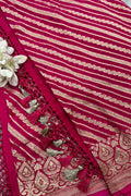 Pink Banarasi Handloom Pure Chiffon Georgette Dupatta