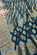Blue Banarasi Handloom Pure Chiffon Georgette Dupatta